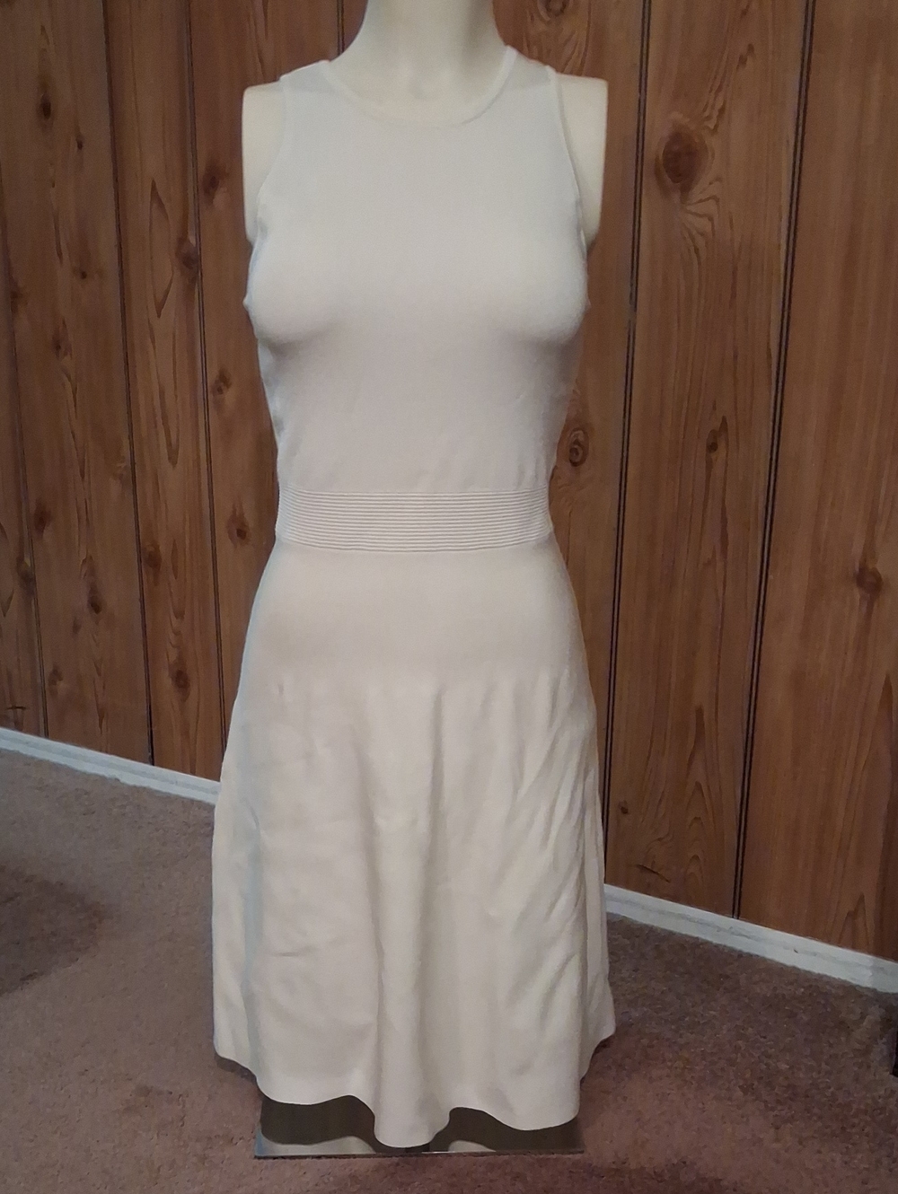 Express Sleeveless Knit A-Line Dress in Cream